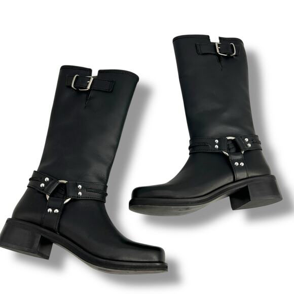 Steve Madden Black Leather Moto Boots - Picture 9 of 11